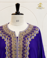 Royal Blue Embroidered Silk Kaftan Set - Image 2