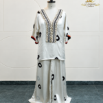 Monochromatic Polka & Cowrie Shell Kaftan Set