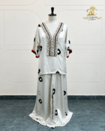 Monochromatic Polka & Cowrie Shell Kaftan Set