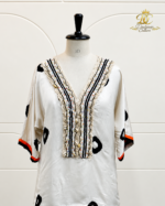 Monochromatic Polka & Cowrie Shell Kaftan Set - Image 3