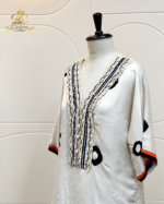 Monochromatic Polka & Cowrie Shell Kaftan Set - Image 2